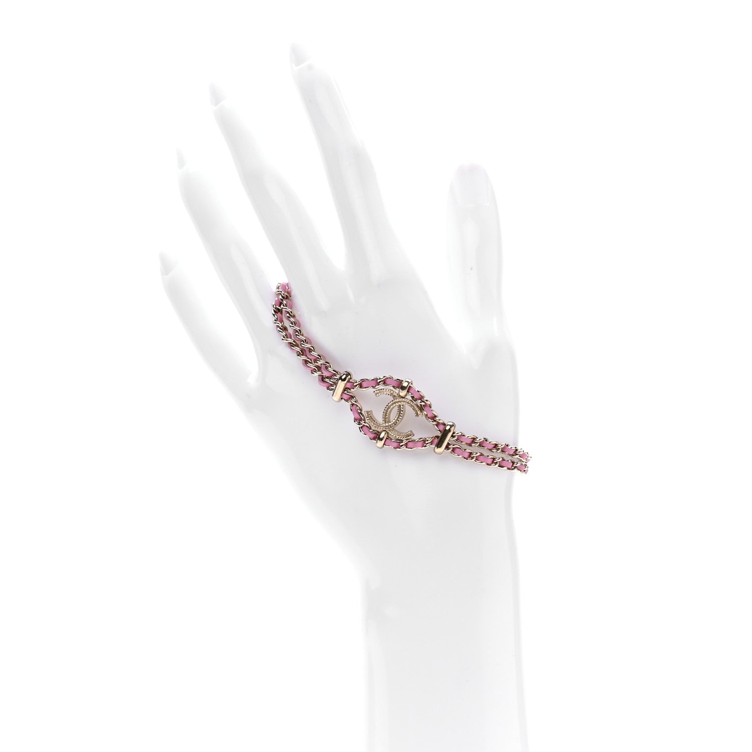 Chanel Metal Lambskin CC Chain Link Bracelet Pink 2 of 5