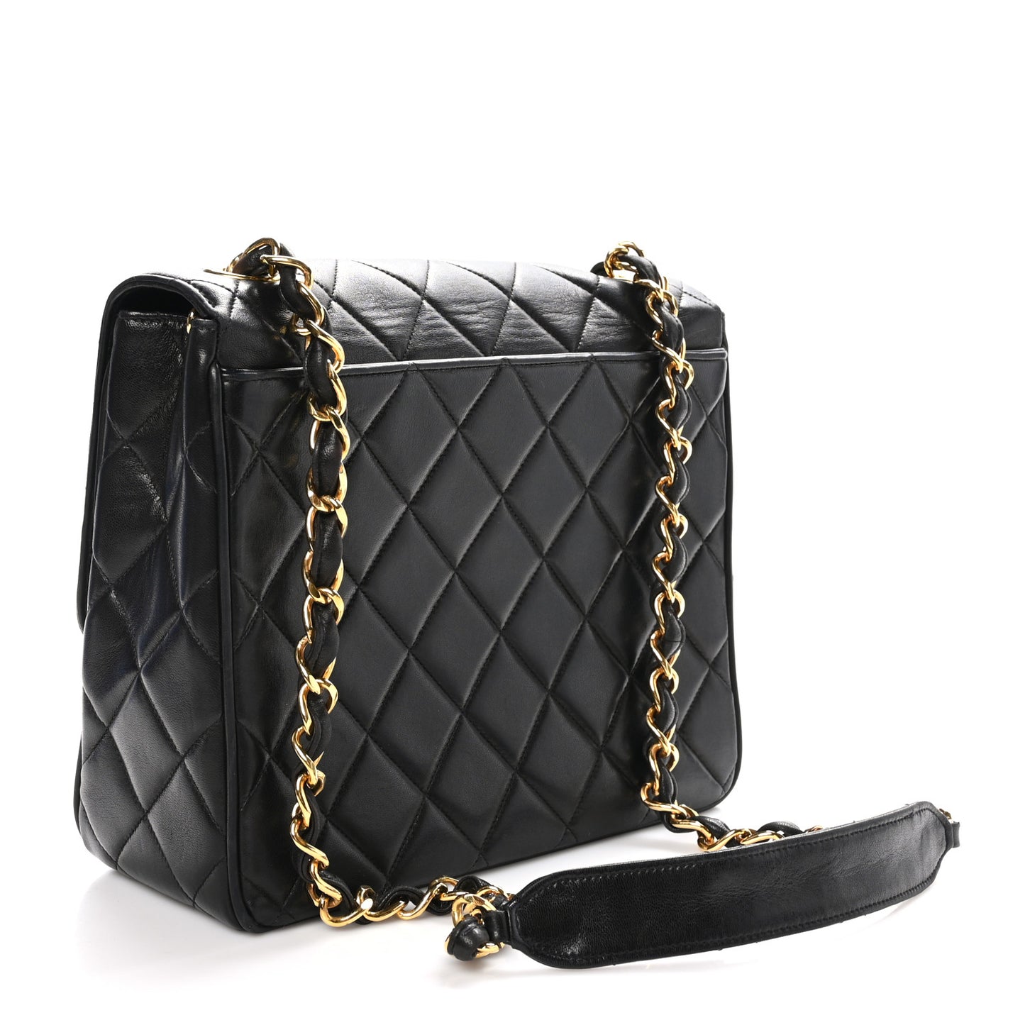 Lambskin Quilted Medium Square Flap Bag Black