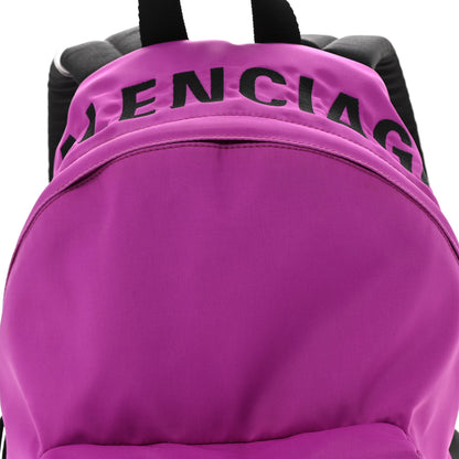 Balenciaga Sport Nylon Logo Embroidered S Wheel Backpack Fuchsia Black 9 of 11