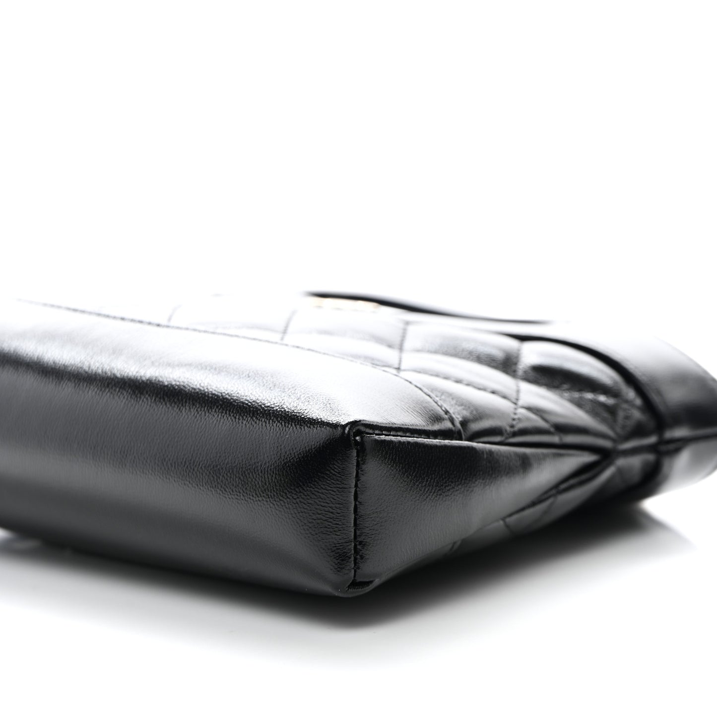 Shiny Crumpled Calfskin Quilted Nano 31 Shopping Bag Black
