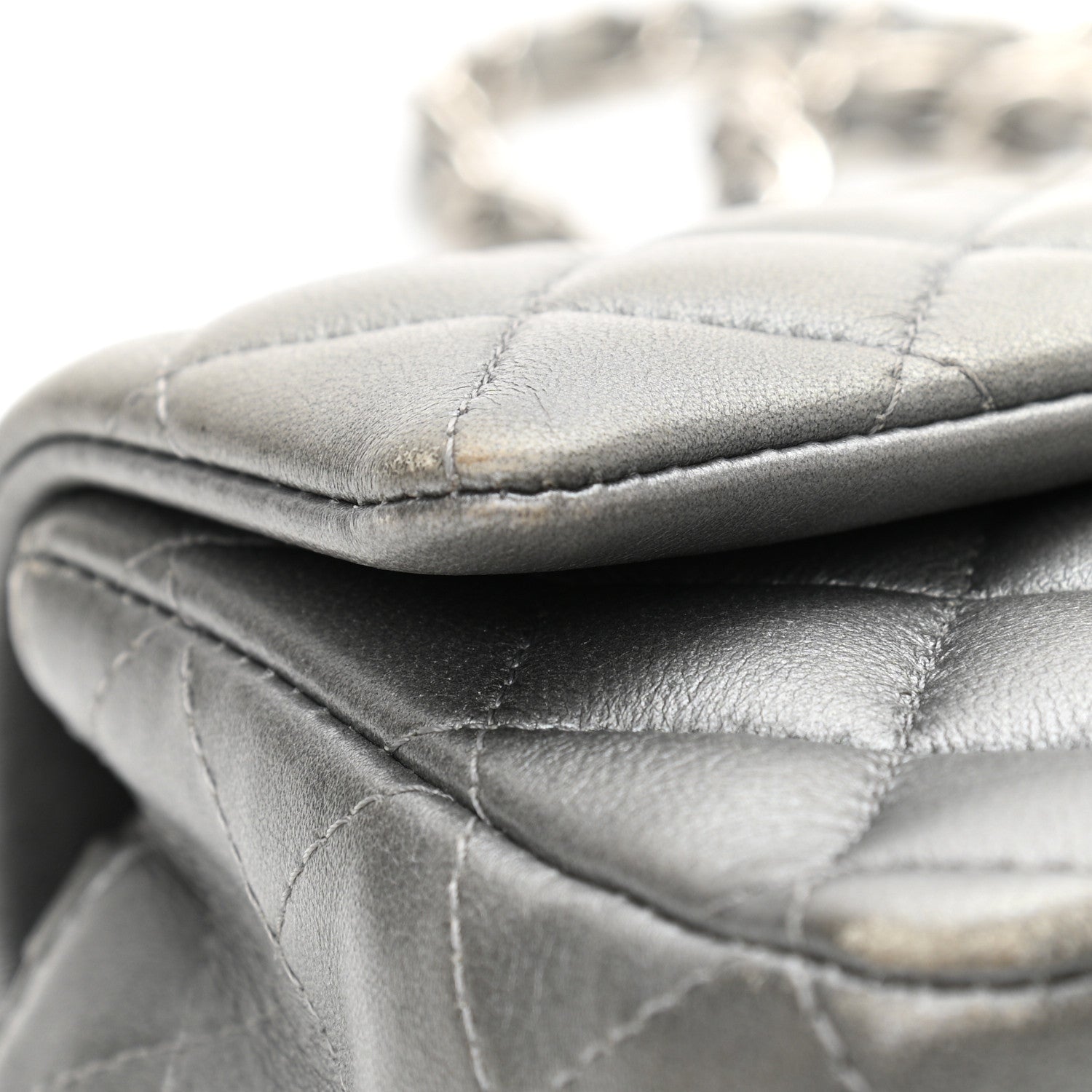 Chanel Metallic Lambskin Quilted Mini Rectangular Flap Silver 14 of 14