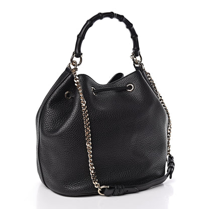 Gucci Pebbled Calfskin Miss Bamboo Bucket Bag Black 3 of 10
