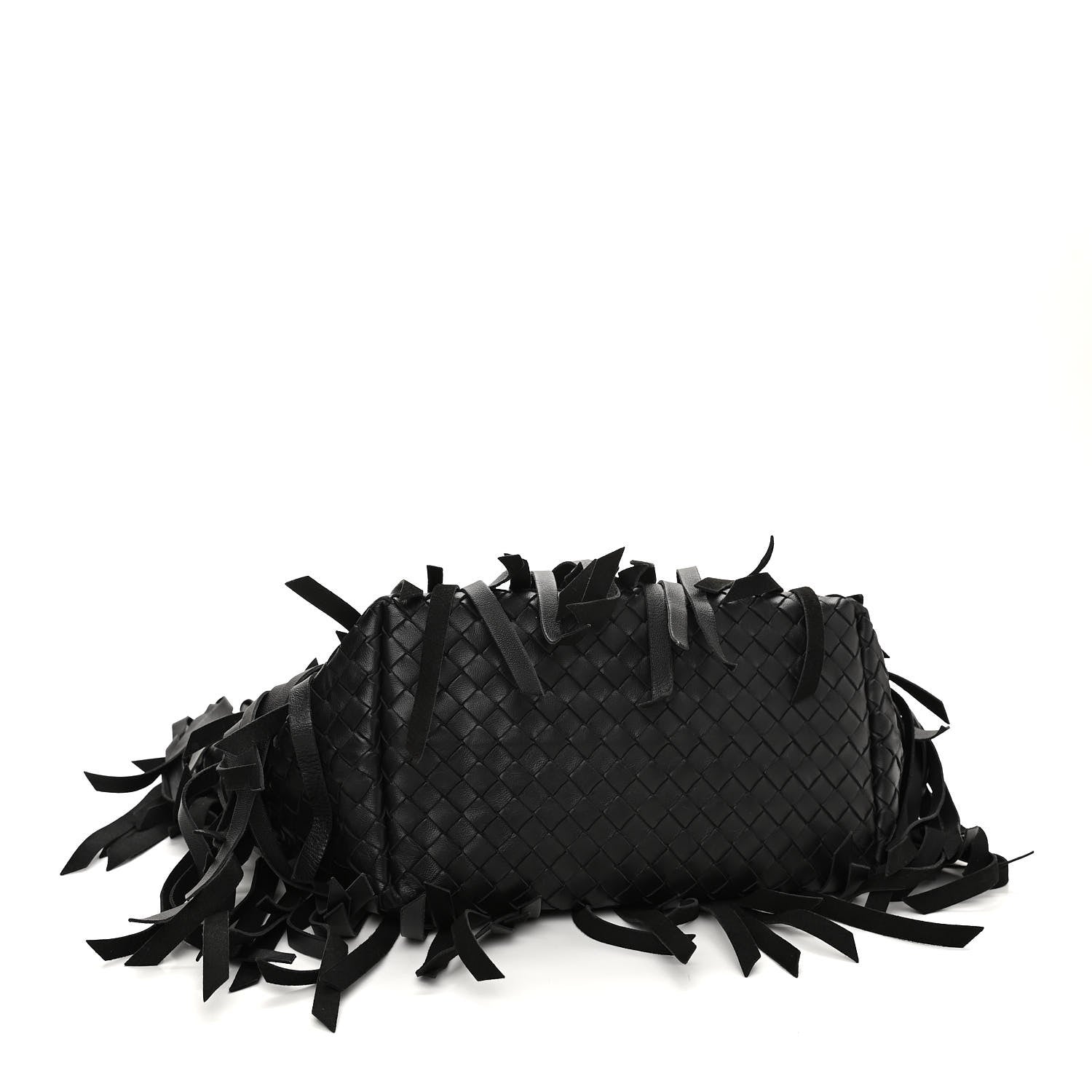 Bottega Veneta Nappa Fringe Woven Handle Tote Black 4 of 10