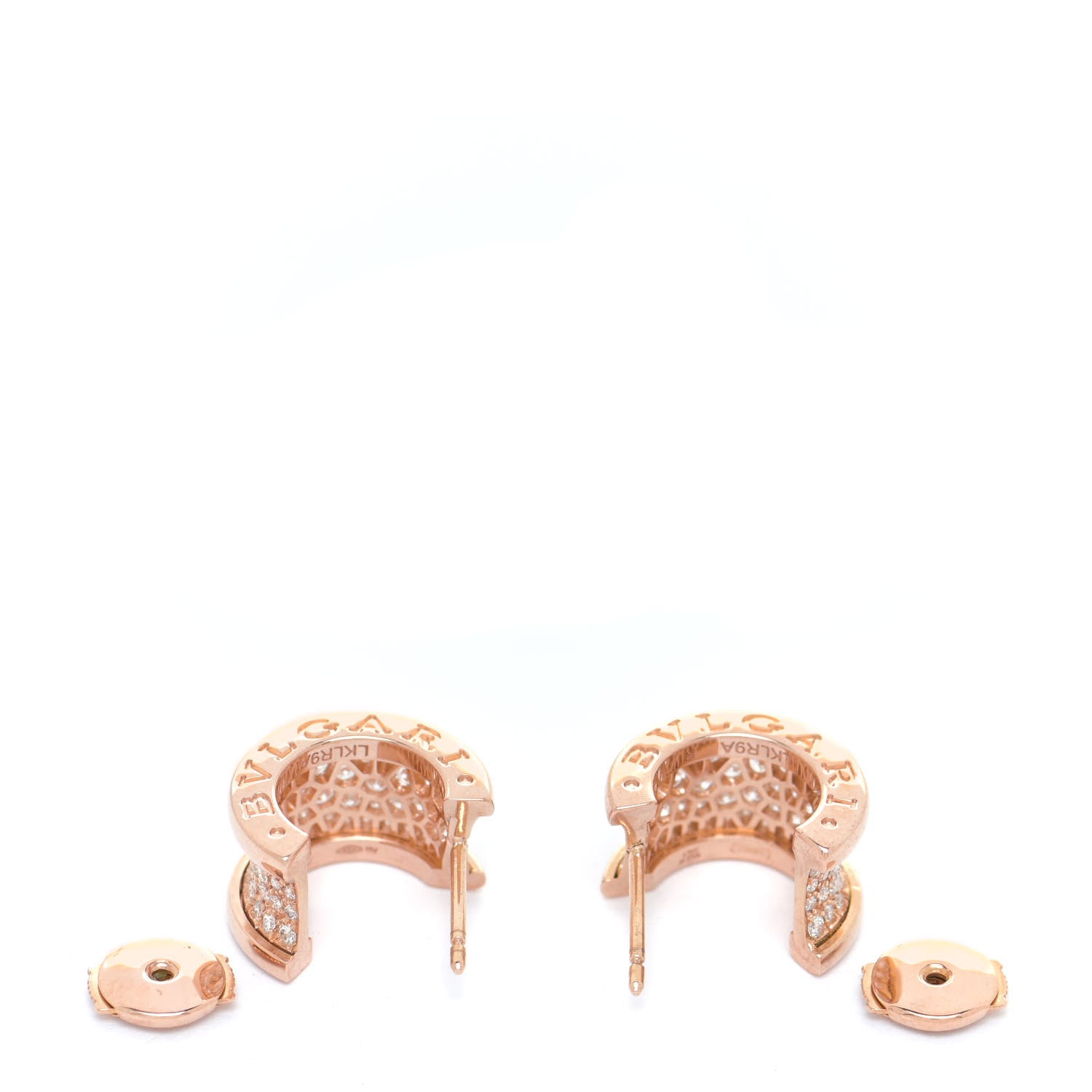 Bulgari 18K Rose Gold Diamond B.Zero1 Huggie Earrings 4 of 5