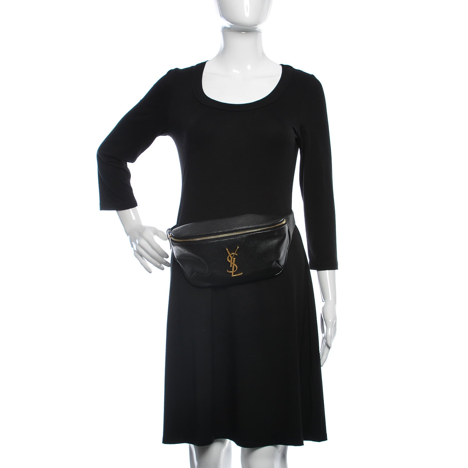 Saint Laurent Grain De Poudre Monogram Belt Bag Black 2 of 6