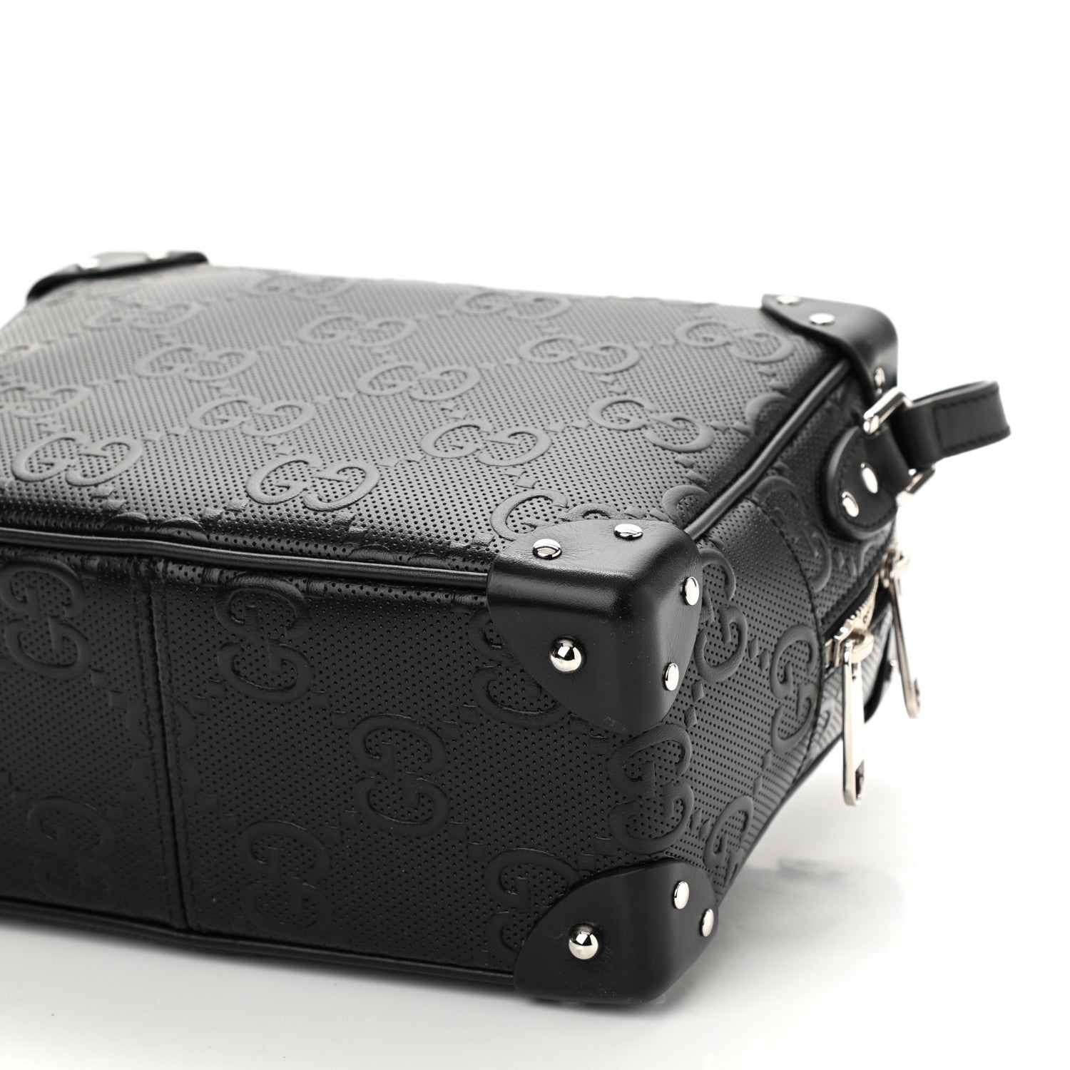 Gucci Calfskin GG Tennis Embossed Square Messenger Bag Black 8 of 8