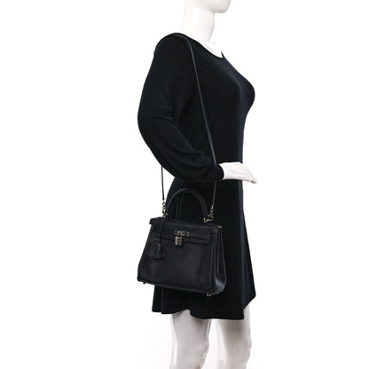 Hermes Swift Horseshoe Kelly Retourne 25 Black Gris Mouette 2 of 11