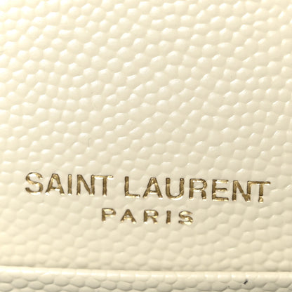 Saint Laurent Grain De Poudre Matelasse Chevron Monogram Envelope Chain Wallet Optical White 6 of 10