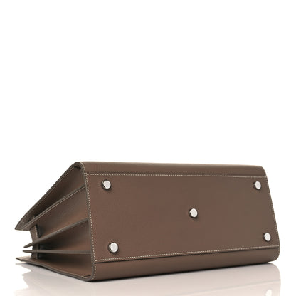 Saint Laurent Grained Calfskin Topstitch Small Classic Sac De Jour Taupe 4 of 8