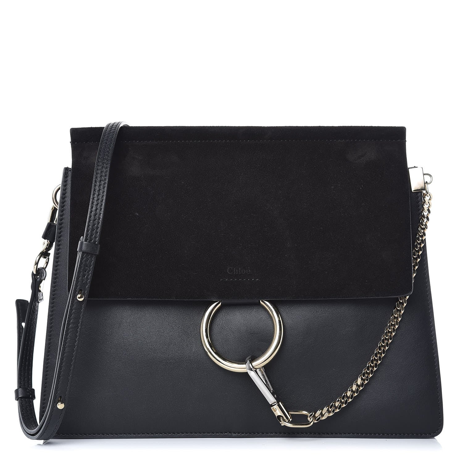 Chloe Suede Calfskin Medium Faye Shoulder Bag Black 1 of 7