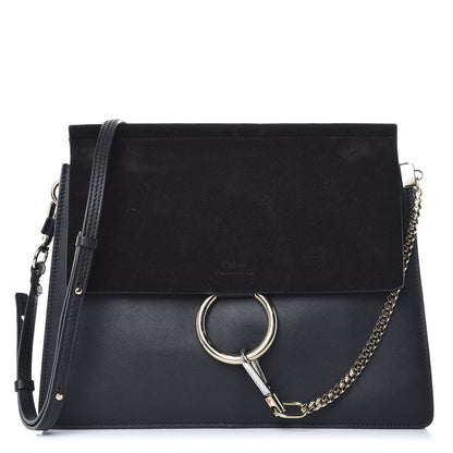 Chloe Suede Calfskin Medium Faye Shoulder Bag Black 1 of 7