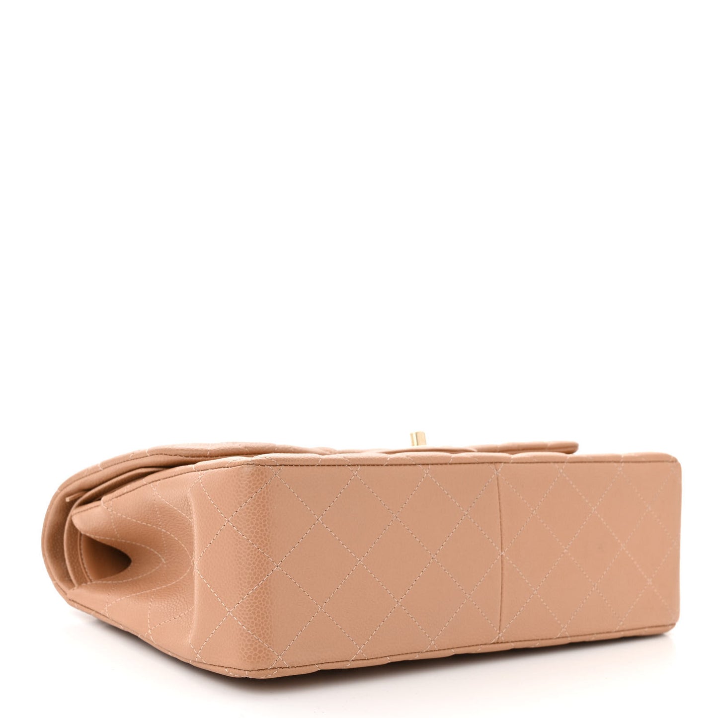 Caviar Quilted Jumbo Double Flap Beige