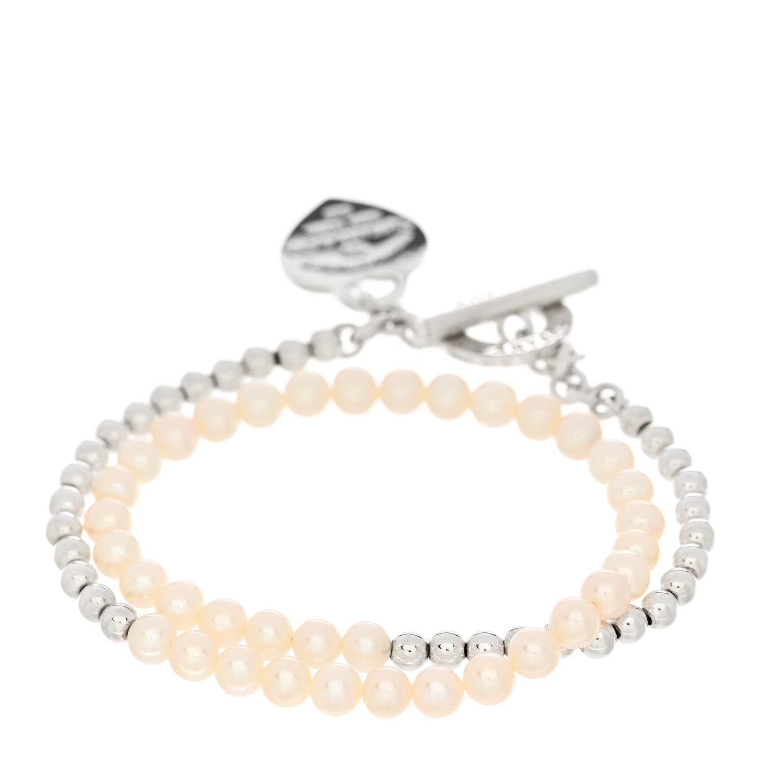 Tiffany Sterling Silver Pearl Diamond Return to Tiffany Wrap Bead Bracelet 2 of 4