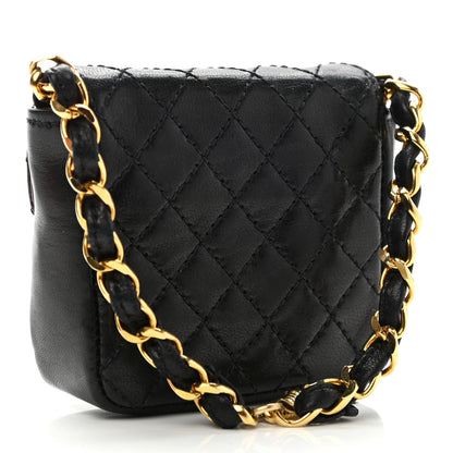 Chanel Lambskin Micro Quilted Mini Pouch Bag Charm Keychain Black 3 of 6
