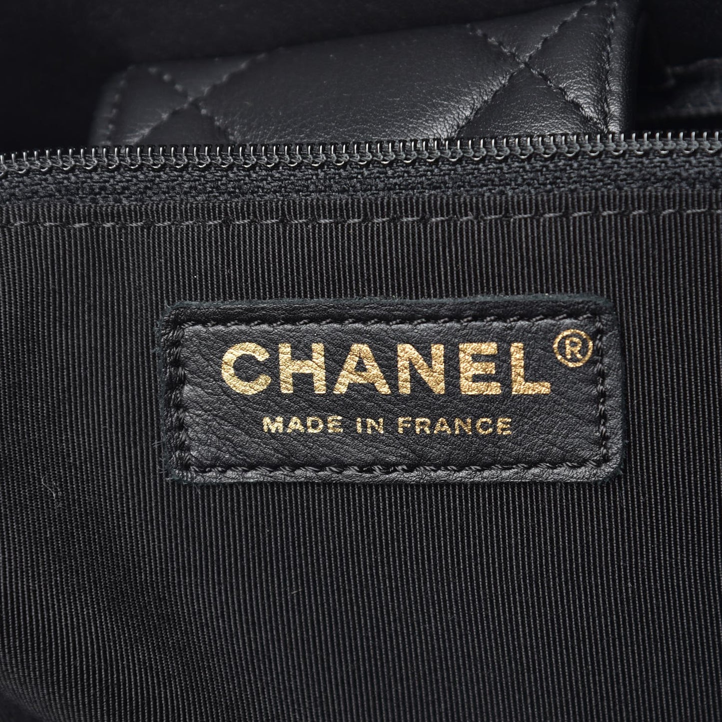 Calfskin Quilted Large CC Shopping Tote Black
