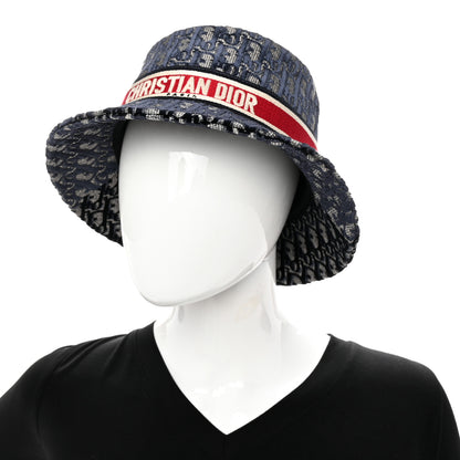 Christian Dior Velvet Oblique Large Brim Bucket Hat 57 Bleu Red 2 of 9