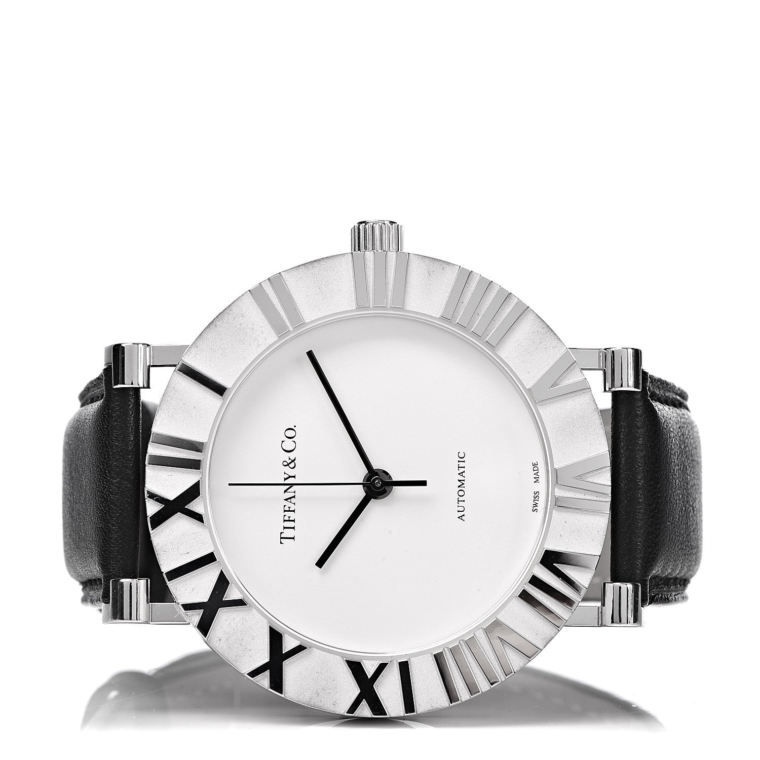 Tiffany Sterling Silver Calfskin 39mm Atlas Automatic Watch 3 of 8