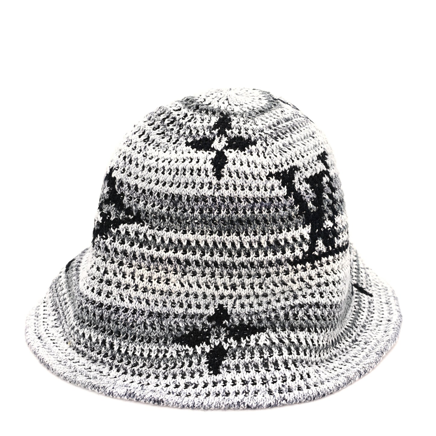 Crochet Monogram LV Bucket Hat S Grey Multicolor