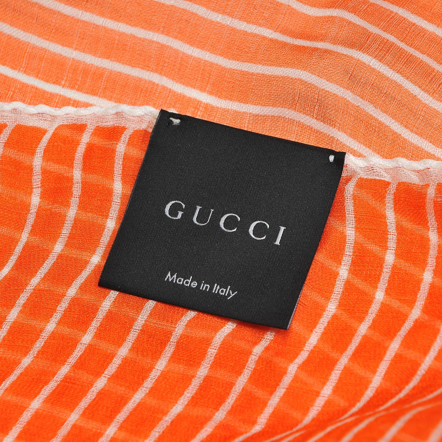 Gucci Silk Chiffon Equestrian Horse Stripe Square Scarf Orange 4 of 5