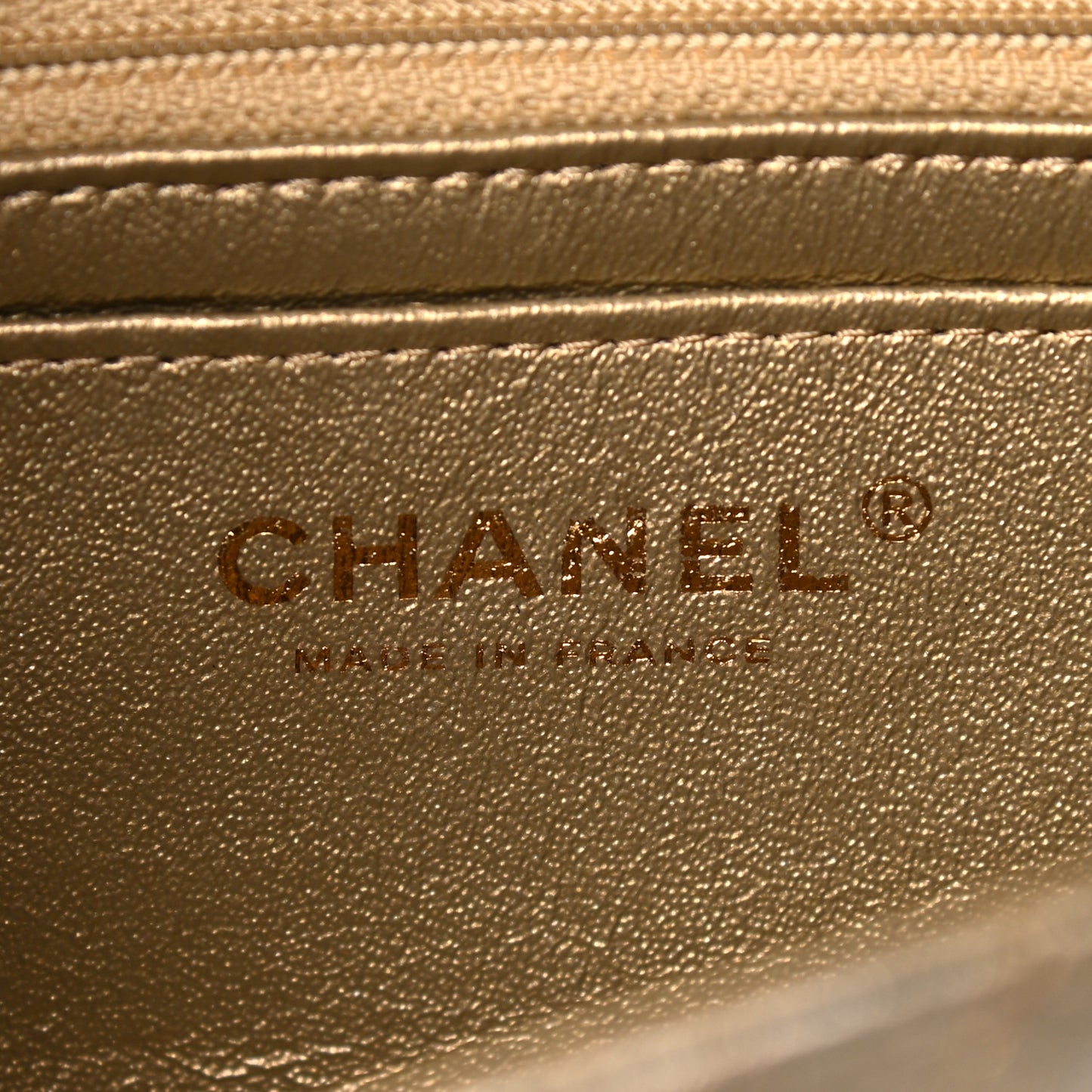Patent Metallic Crumpled Calfskin Chevron Quilted Mini Rectangular Flap Gold