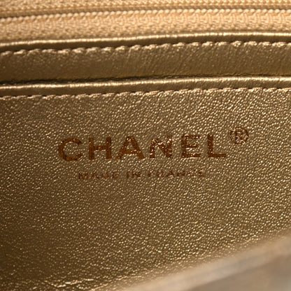 Chanel Patent Metallic Crumpled Calfskin Chevron Quilted Mini Rectangular Flap Gold 6 of 10