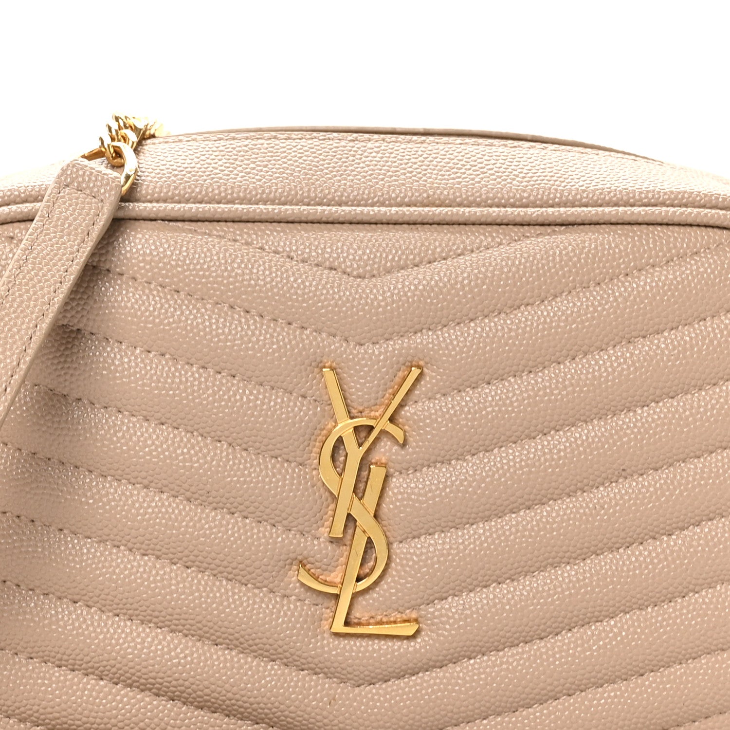 Saint Laurent Grain De Poudre Matelasse Monogram Mini Lou Camera Bag Dark Beige 8 of 11