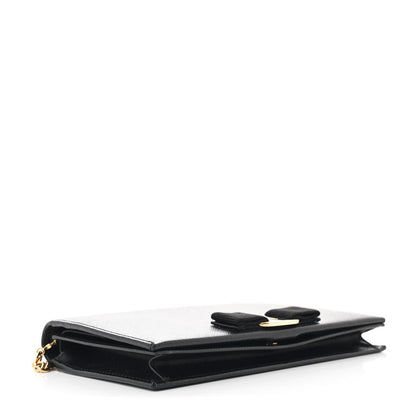 Salvatore Ferragamo Hammered Calfskin Vara Wallet On Chain Black 4 of 11