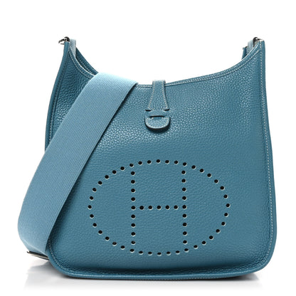 Hermes Taurillon Clemence Evelyne III PM Blue Jean 1 of 10