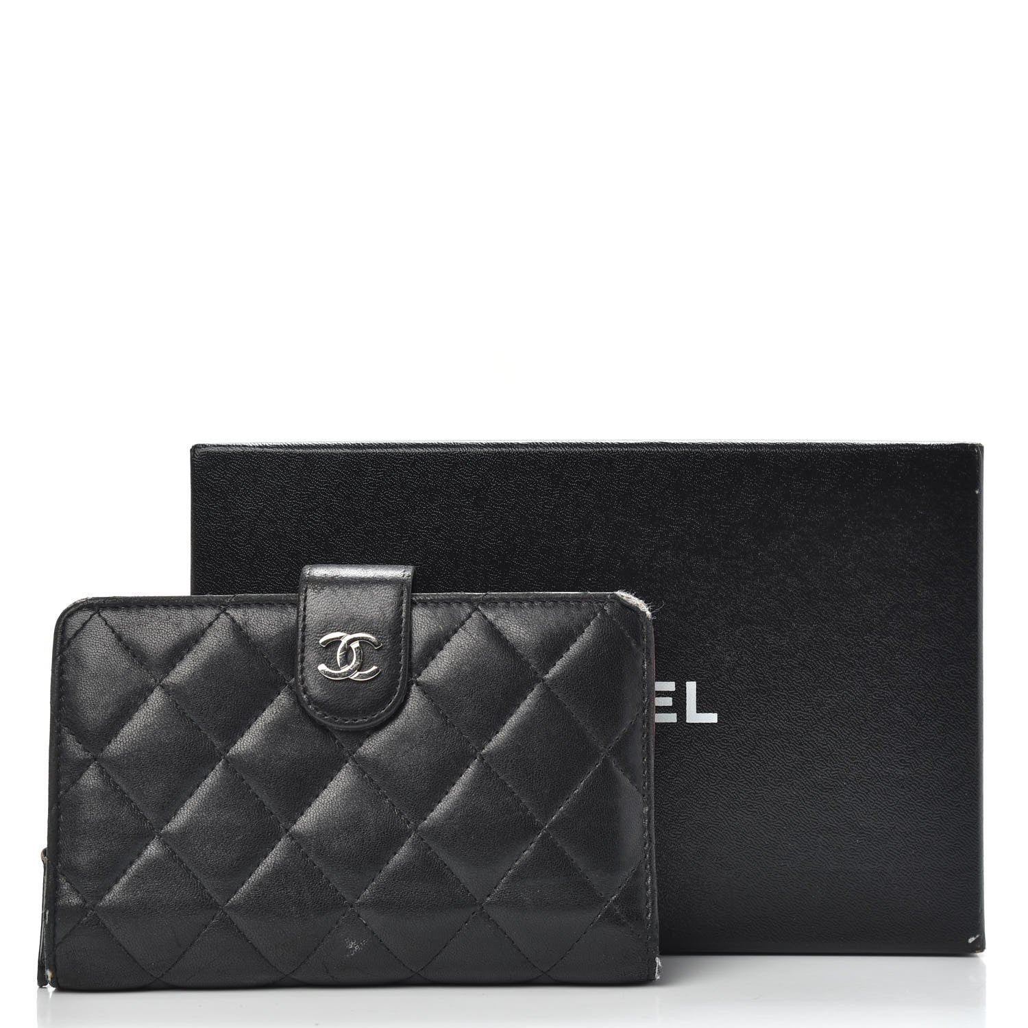 Chanel Lambskin Quilted Zipped Pocket Wallet Black 15 of 15