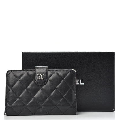 Chanel Lambskin Quilted Zipped Pocket Wallet Black 15 of 15