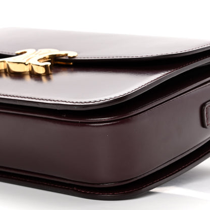 Celine Shiny Calfskin Medium Triomphe Burgundy 11 of 14