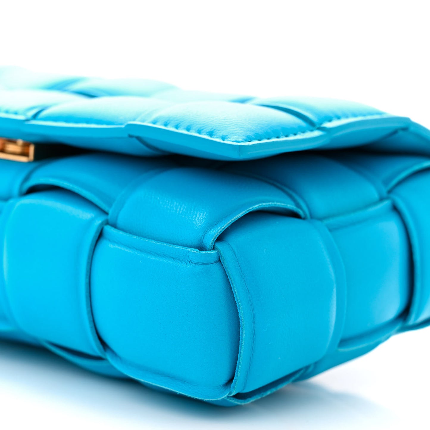 Nappa Maxi Intreccio Small Padded Cassette Crossbody Bag Pool