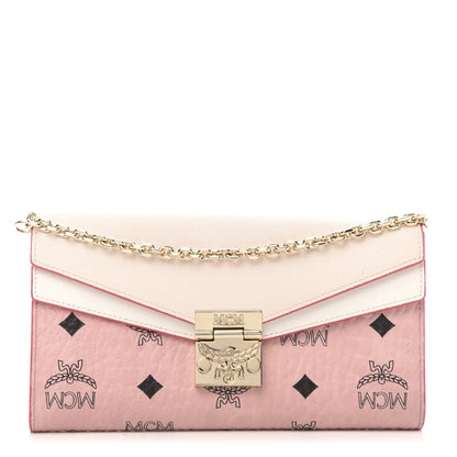 MCM Calfskin Visetos Monogram Patricia Color Block Wallet On Chain Pink Tint 1 of 9