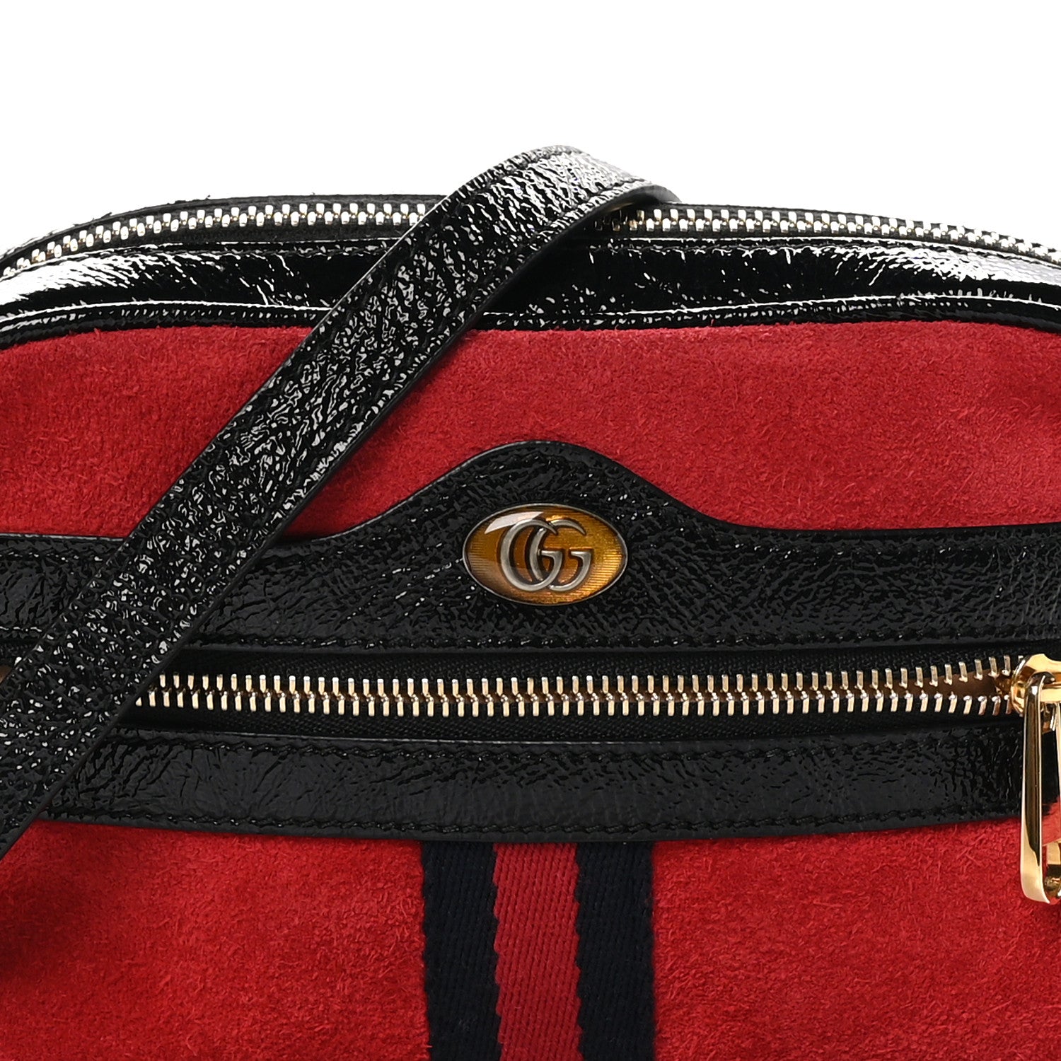 Gucci Suede Patent Web Mini Ophidia Shoulder Bag Red 8 of 10