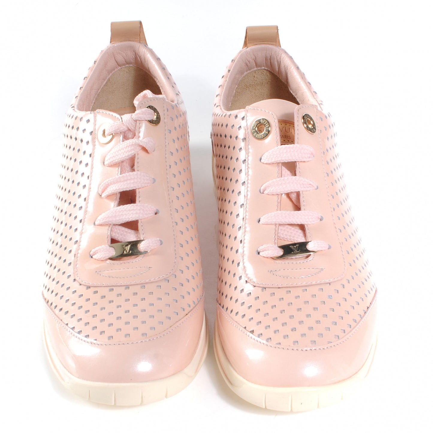 Patent Leather Perforated Sneakers 38 Pink