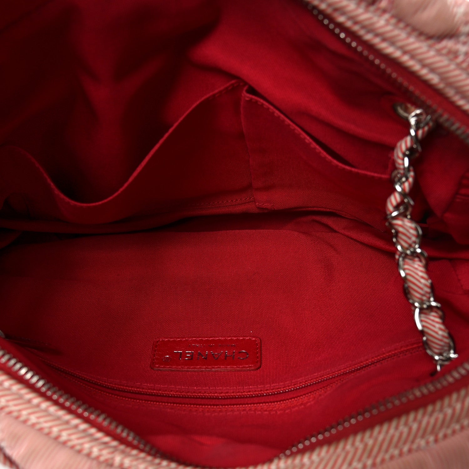 Chanel Nylon Bubble Quilt Shoulder Bag Red White 1886931