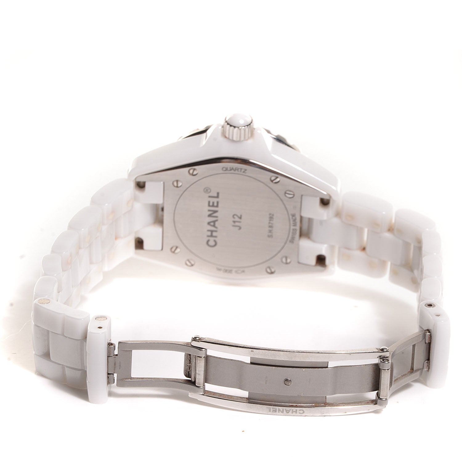 Chanel Stainless Steel Ceramic Diamond 33mm J12 Quartz Watch White 3 of 6