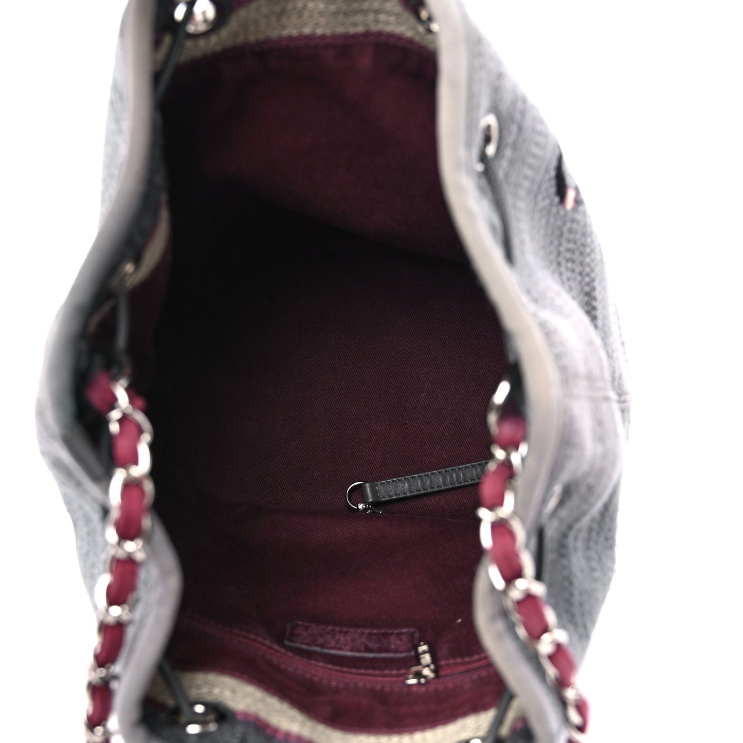 Striped Canvas Deauville Drawstring Bag Grey