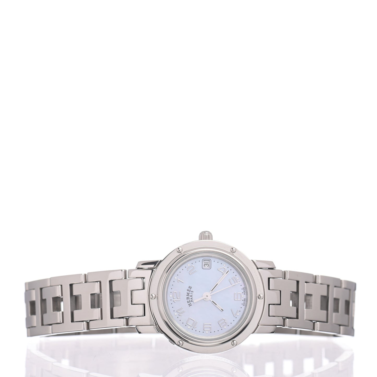 Stainless Steel Blue Mother of Pearl 24mm Clipper Quartz Watch