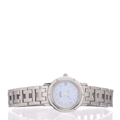 Hermes Stainless Steel Blue Mother of Pearl 24mm Clipper Quartz Watch 2 of 4
