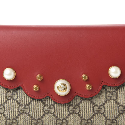 Gucci GG Supreme Monogram Mini Peony Pearly Clutch Red 10 of 10
