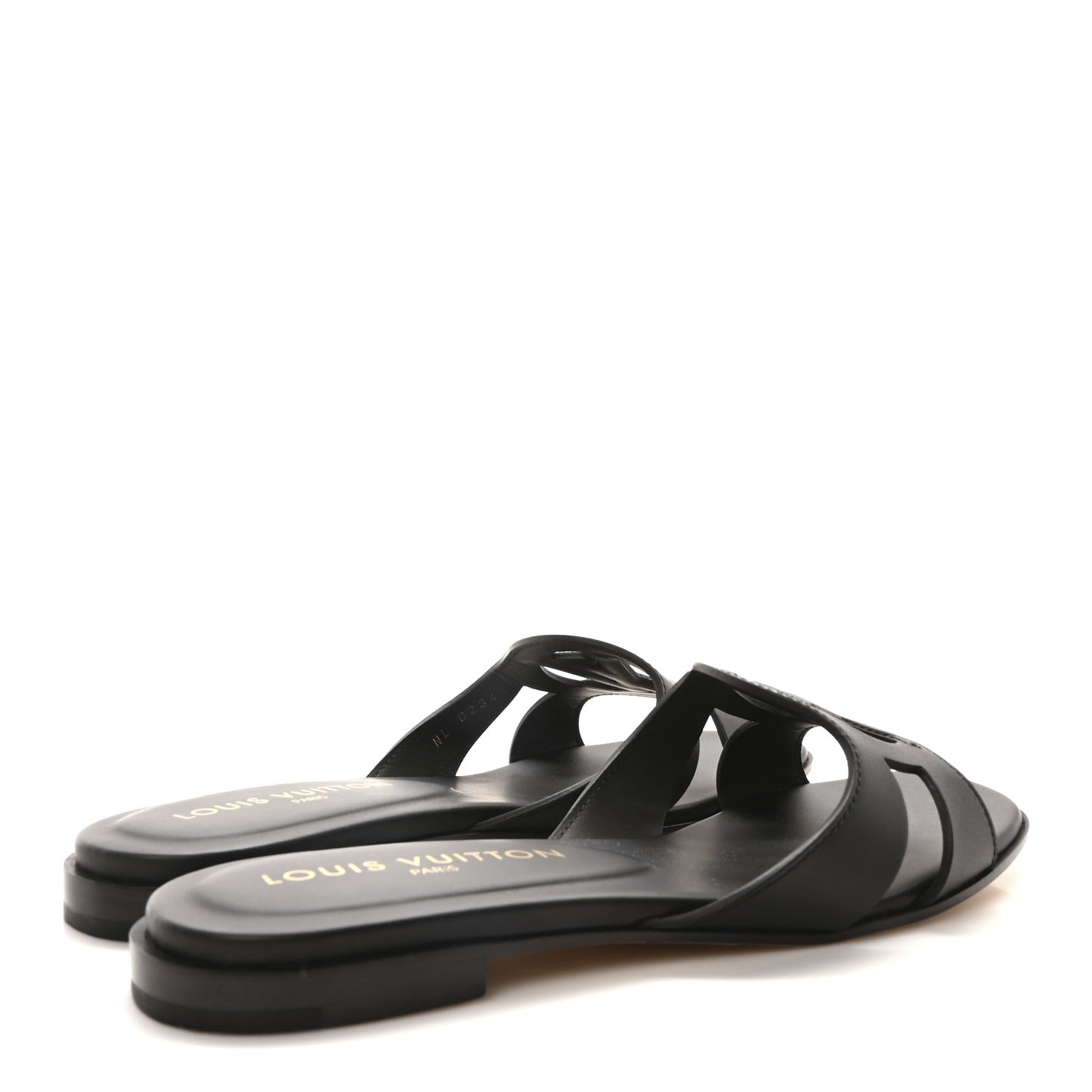 Calfskin LV Isola Flat Sandals 38 Black