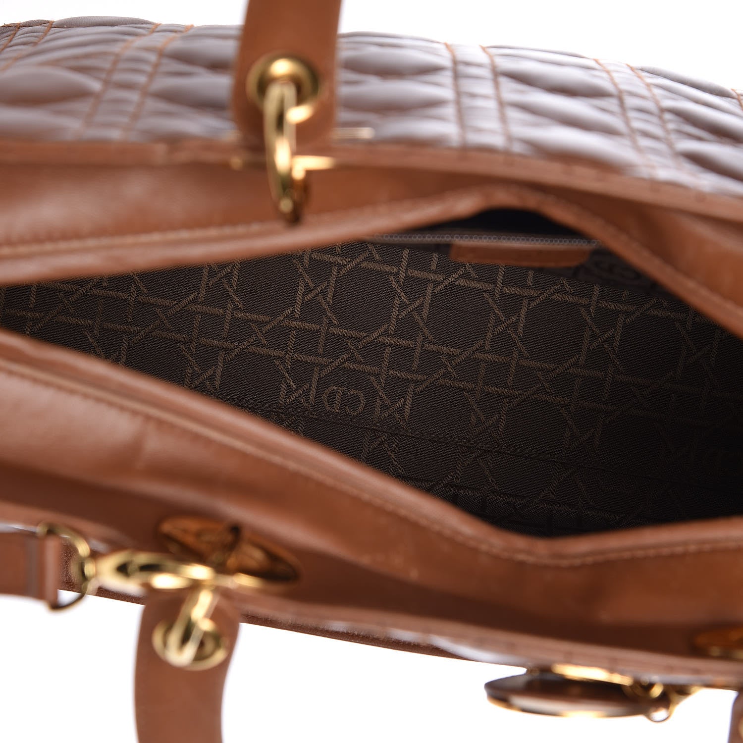 Christian Dior Lambskin Cannage Large Lady Dior Tan 7 of 19