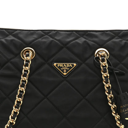 Prada Re-Nylon Impunturato Saffiano Triangle Stitched Re-Edition 1995 Chaine Large Shoulder Bag Black 8 of 10