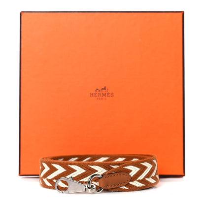 Hermes Toile Swift 25mm Sangle ZigZag Shoulder Strap Gold White 6 of 6