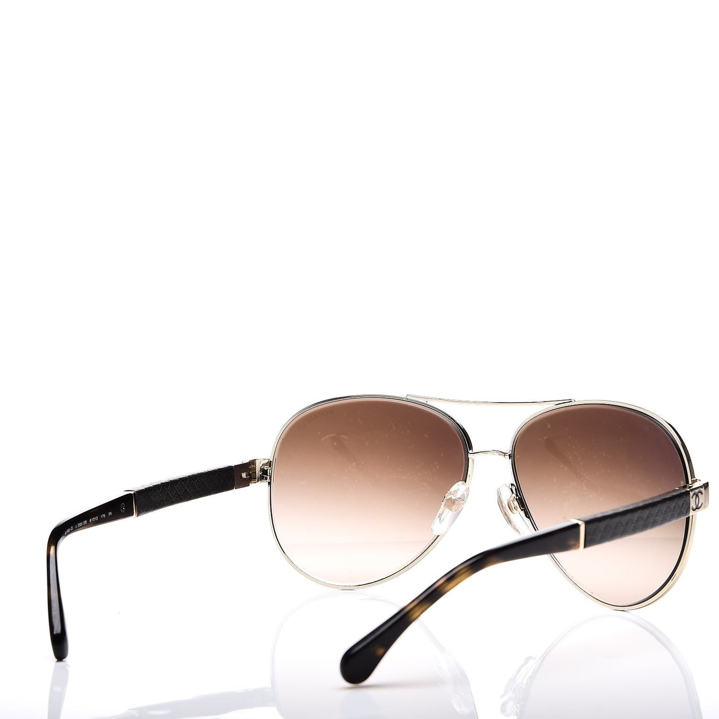 Lambskin Quilted CC Aviator Sunglasses 4195-Q Brown Gold