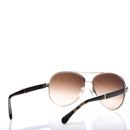 Chanel Lambskin Quilted CC Aviator Sunglasses 4195-Q Brown Gold 5 of 11