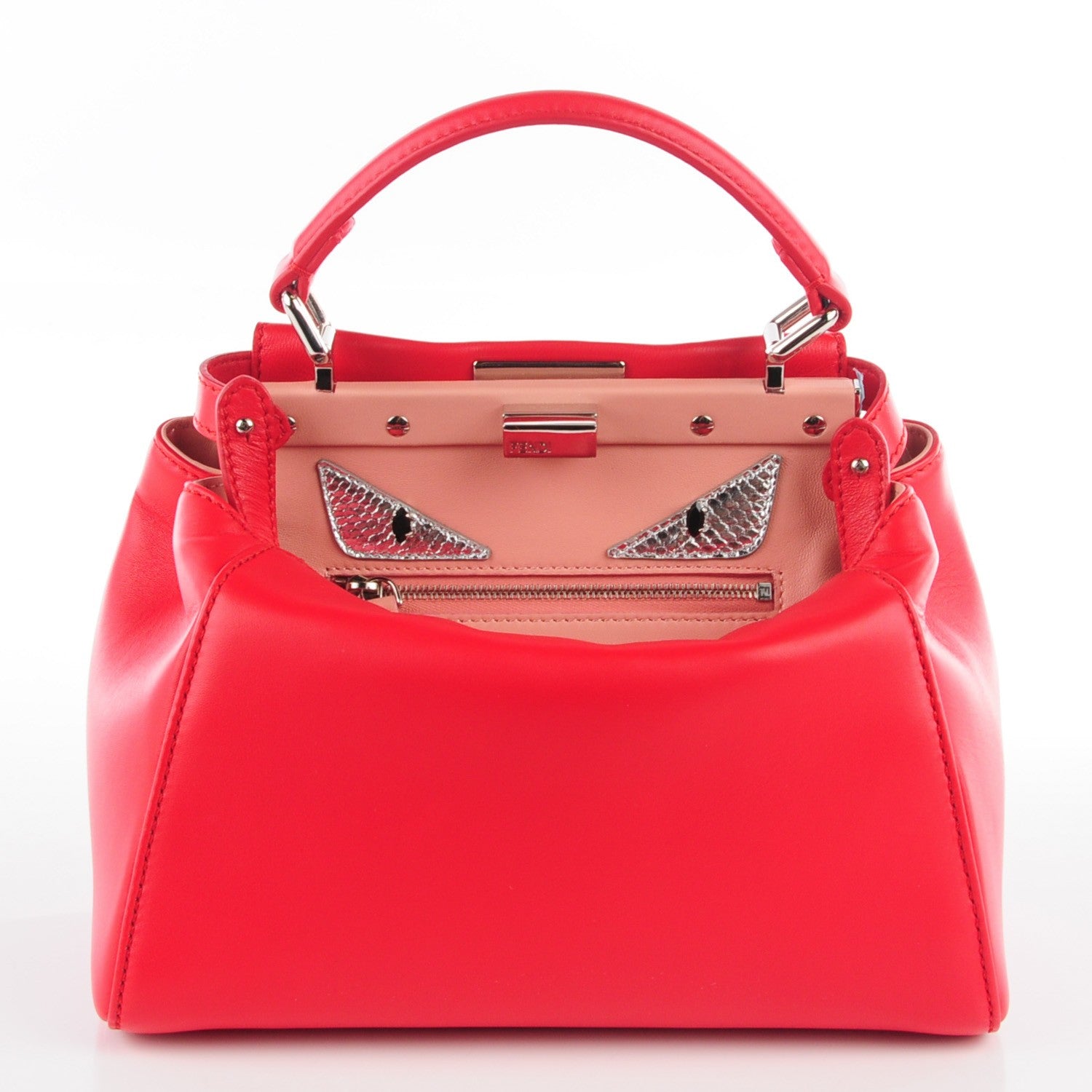 Fendi Nappa Karung Monster Eyes Mini Peekaboo Iconic Satchel Fiamma 1 of 10