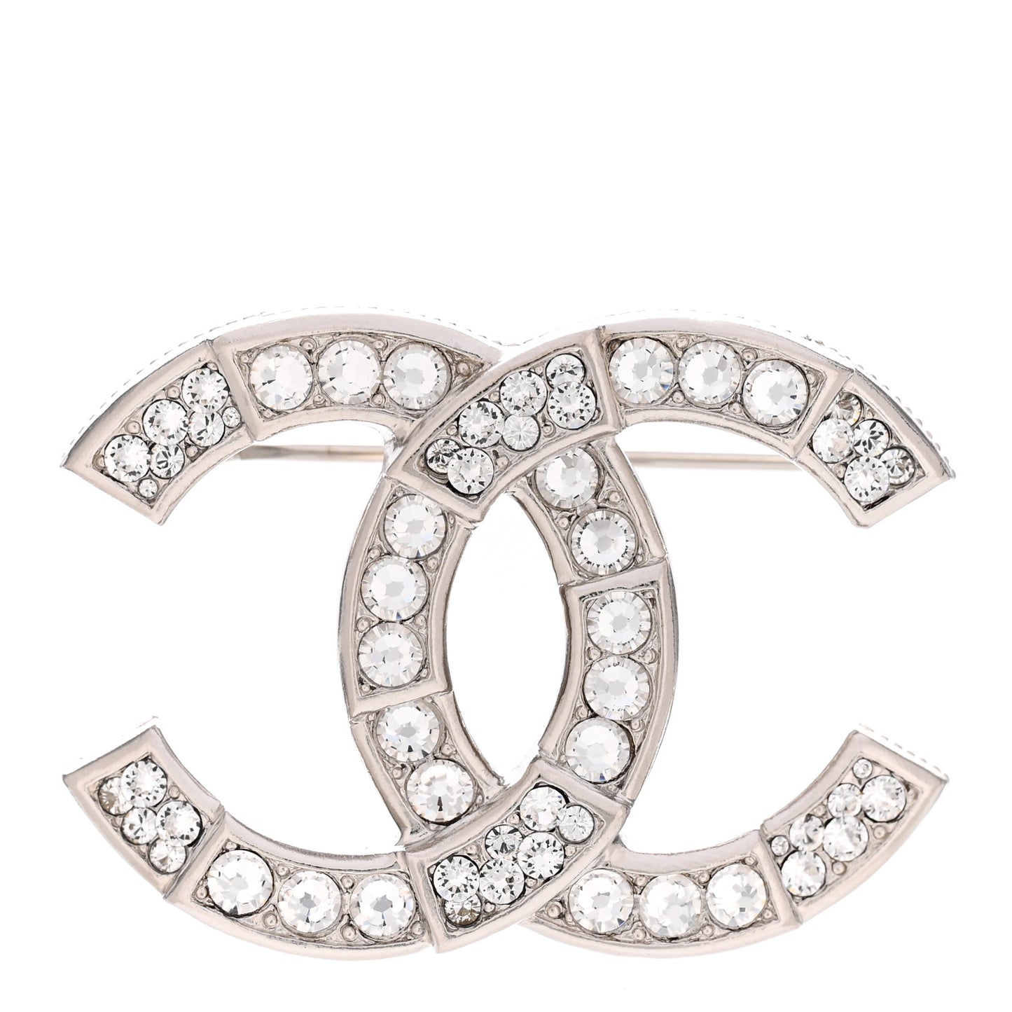 Baguette Crystal CC Brooch Silver