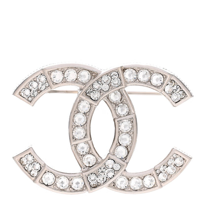 Chanel Baguette Crystal CC Brooch Silver 1 of 5